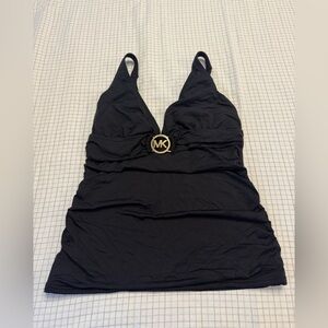 Michael Kors Black Swim Tankini Top with Gold MK Emblem